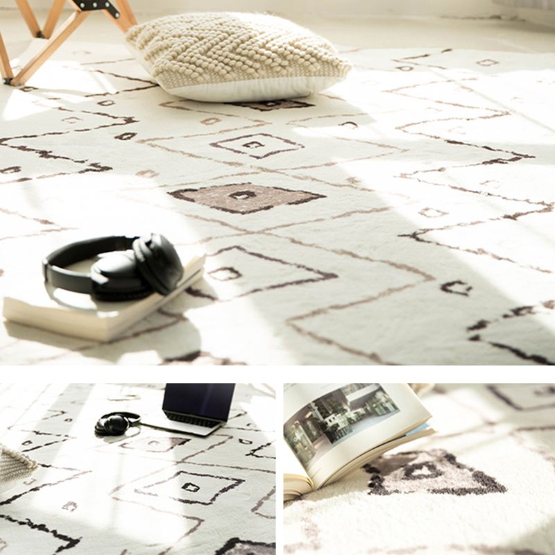 Witte toon woonkamer tapijt retro tribale totem afdruksgebied vloerkleed polyester met niet-slip achterste tapijt