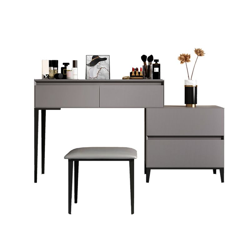 Gray Wooden Vanity, 31.5"/39.4" Wide Makeup Vanity Set with Stool