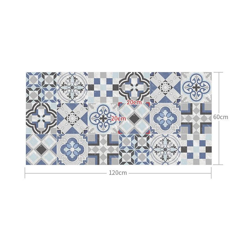 Bohemian Mosaic Tile Wallpaper Panel Blue Quatrefoil Pattern Wall Decor for Kitchen, Stick On