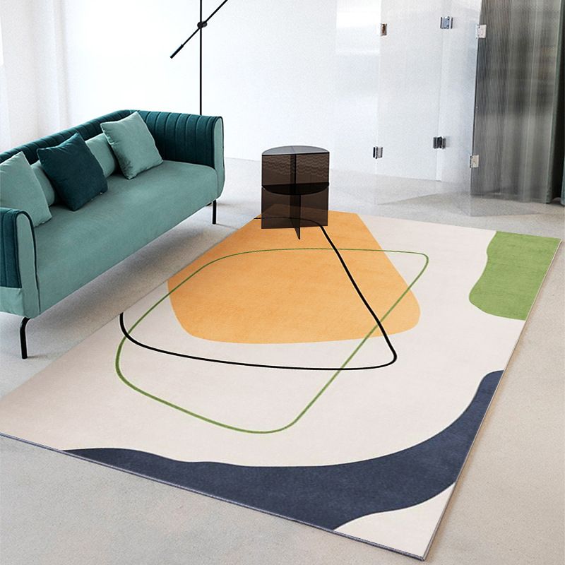 Beige Abstract Color Lump Rug Polyetser Modern Rug Stain Resistant Rug for Living Room