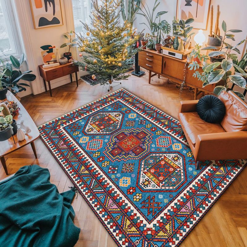 Traditional Morocco Area Carpet Brown Polyester Area Rug Stain Resistant Rug for Living Room