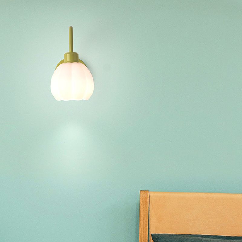 Glass Bowl Shape Sconce Light Modern-Style 1 Light Wall Light Fixtures in Green