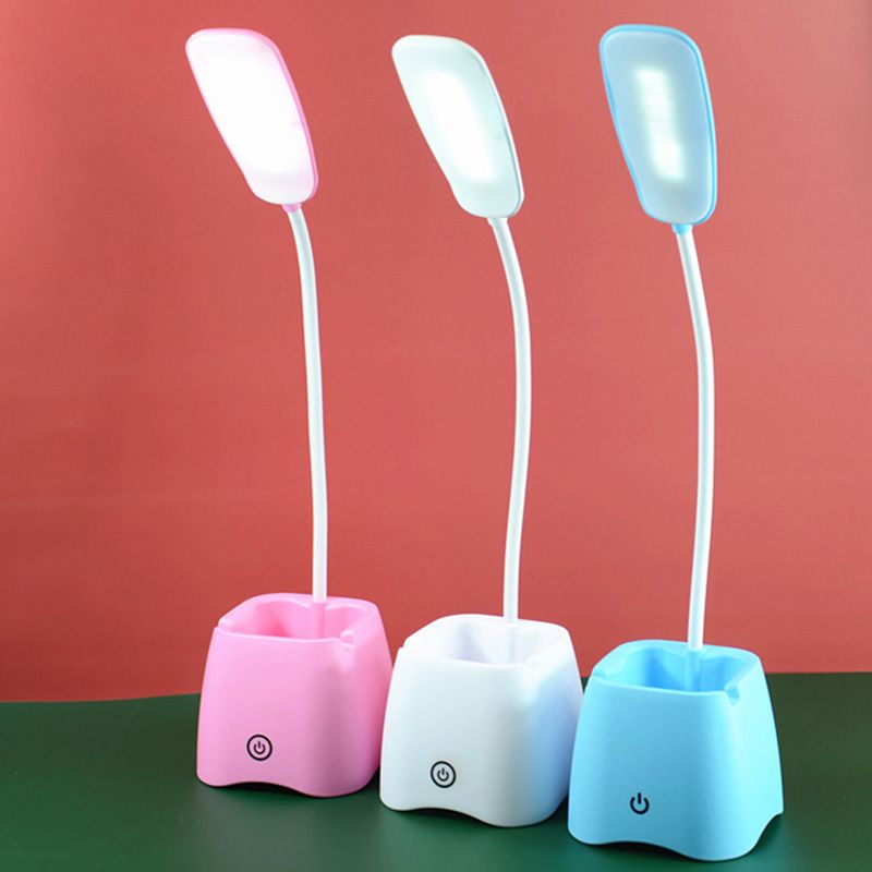 Lámpara de mesa LED de protección para los ojos estilo macarrón de macarrones de colorido Luz de escritorio con diseño de soporte de bolígrafo