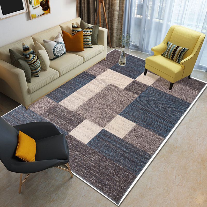 Modern 3D Geometric Print Rug Multi Colored Polyester Rug Stain Resistant Anti-Slip Backing Pet Friendly Carpet for Living Room