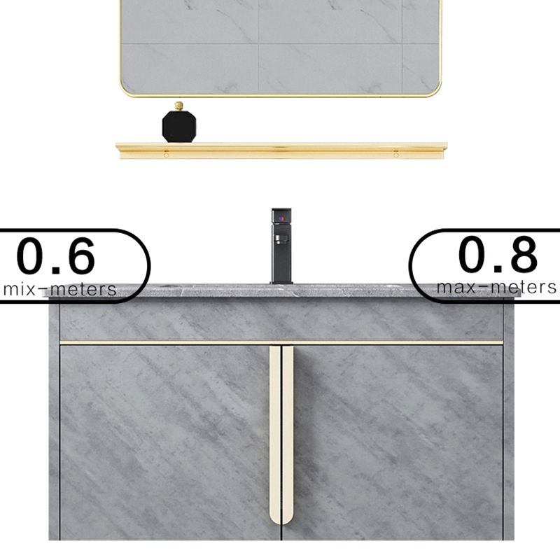 Glam Sink Vanity Wall-Mounted 2 Doors Rectangle Single Bathroom Sink Vanity with Mirror