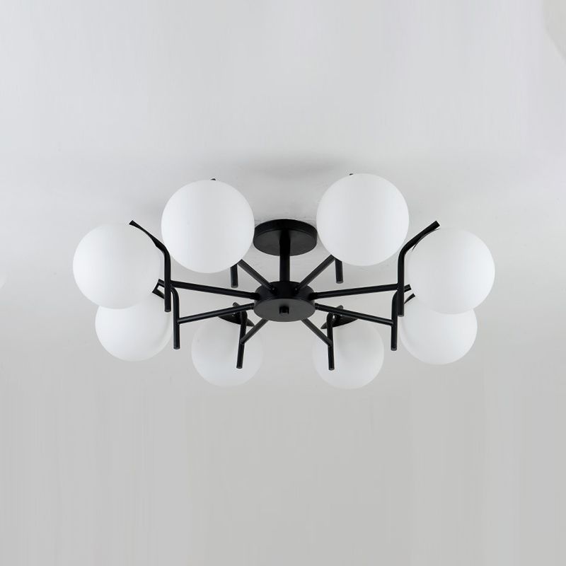 Black Ceiling Mounted Fixture Simple Globe Glass Living Room Ceiling Light