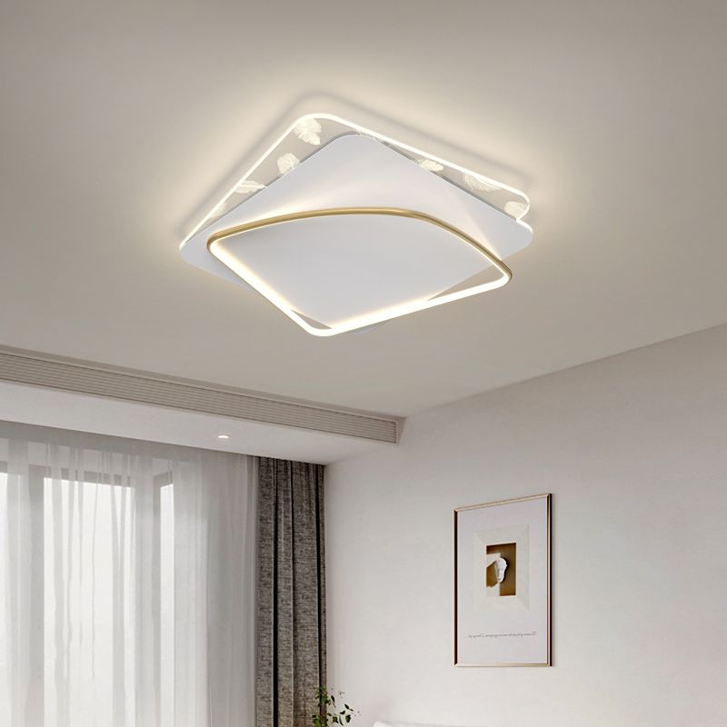 Contemporary Style Aluminum LED Flush Light Fixture Feather Ceiling Flush Mount for Bedroom