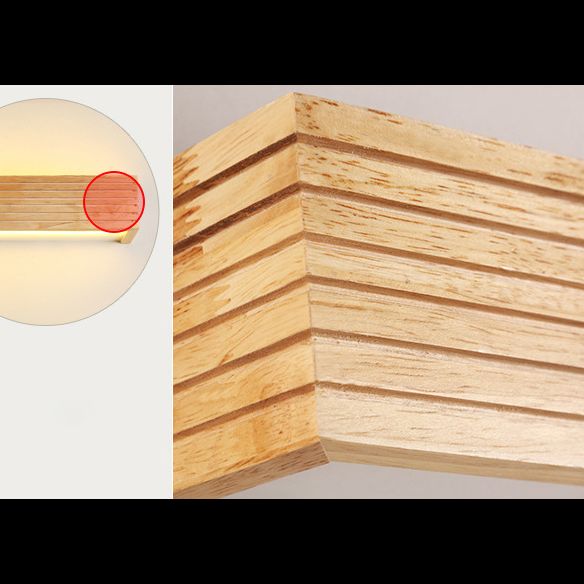 Nordic Creative Wall Mounted Mirror Front Lamp Wooden Rectangular Vanity Light for Bathroom