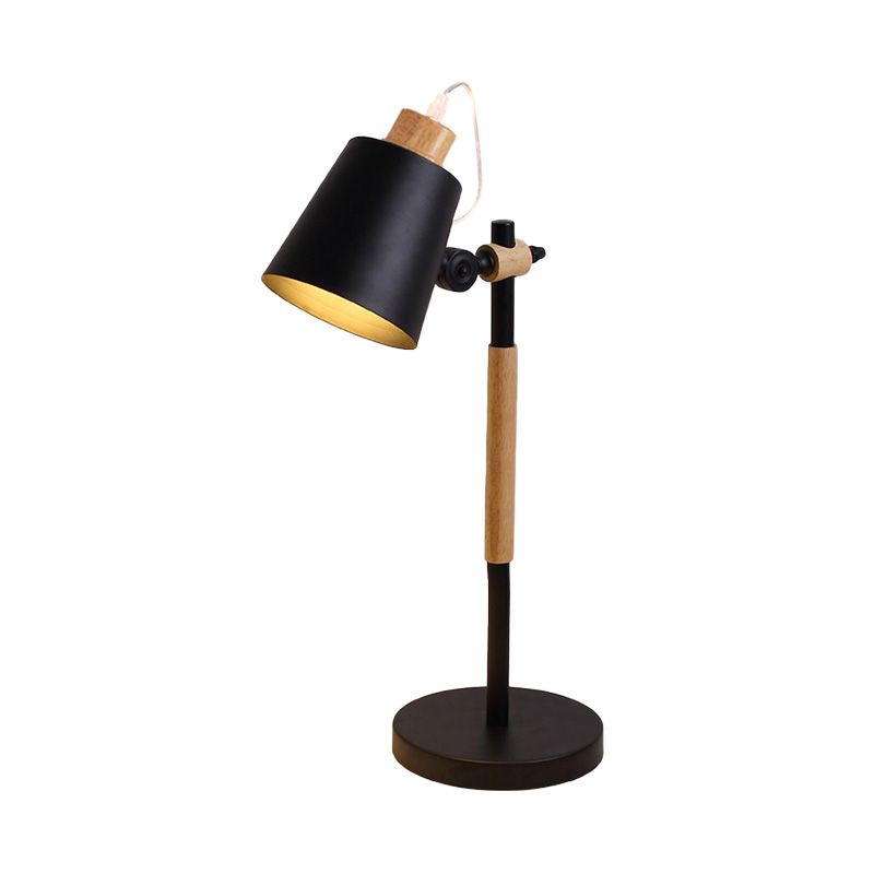 1 Kopfstudienaufgabenbeleuchtung modernistischer weißer/schwarzer kleiner Schreibtischlampe mit konischem Metallschatten