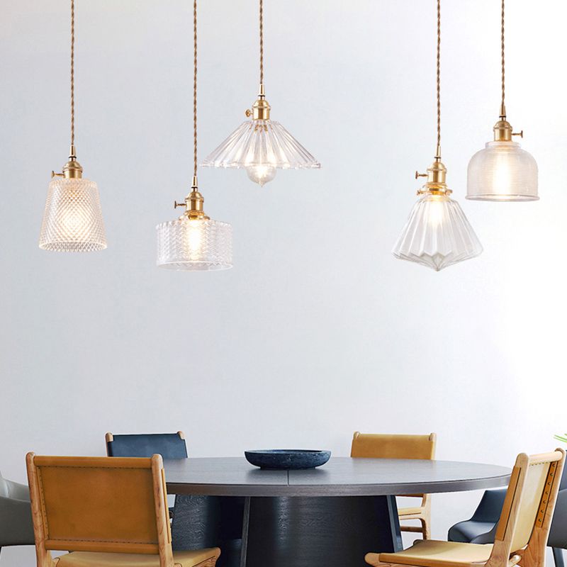 Indoor Single Light Hanging Light, Minimalist Clear Glass Pendant Light