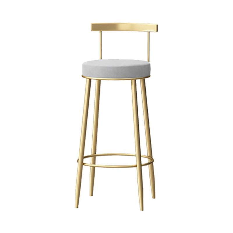 Glam Style Backrest Counter Stool Iron Cafe Bar Stool with Velvet Cushion and Pedal