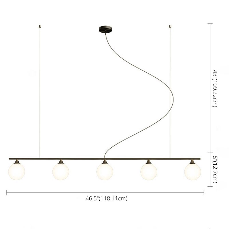 Simplicity Ball Shade Island Pendant Light Milky Glass Dining Room Hanging Light