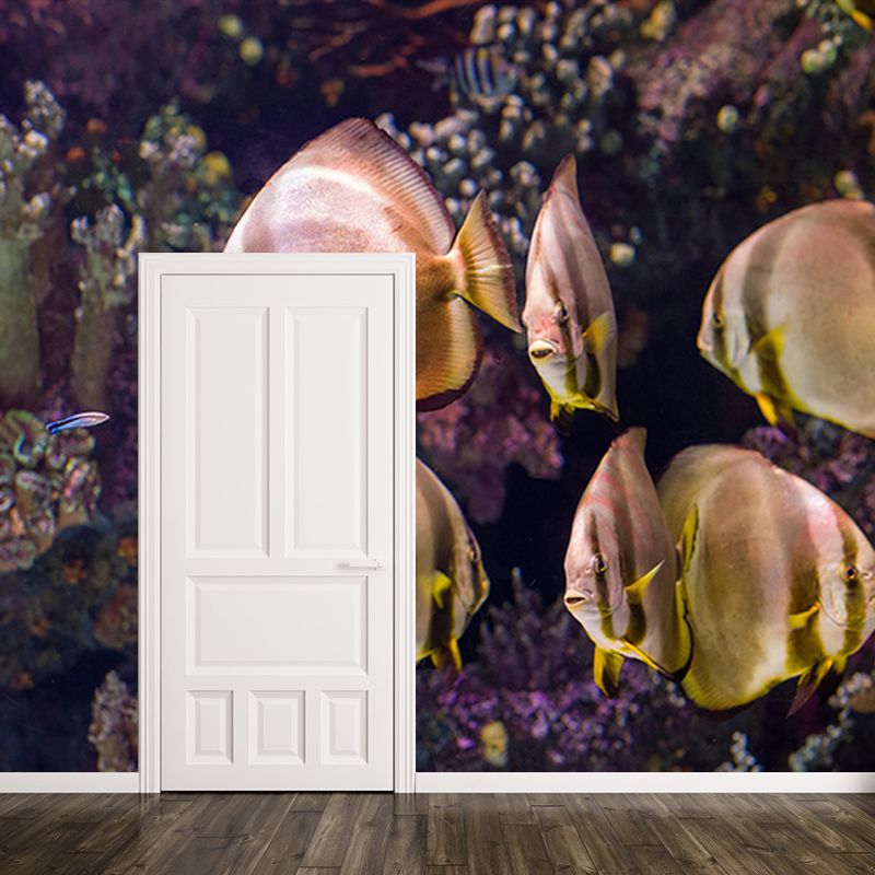 Vivid Fish Seabed Wall Mural Modern Style Mildew Resistant for Sleeping Room