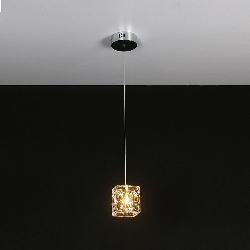 Cube Shape Crystal Pendant Light Contemporain multiple suspendu pour les escaliers