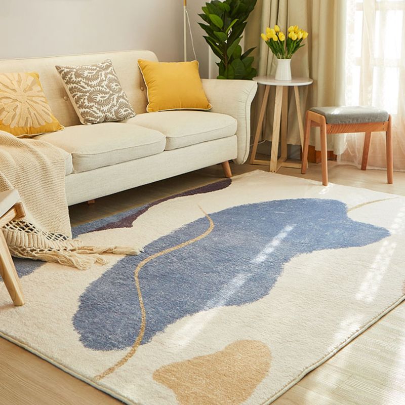 Yellow Modern Carpet Polyester Graphic Area Rug Non-Slip Backing for Living Room