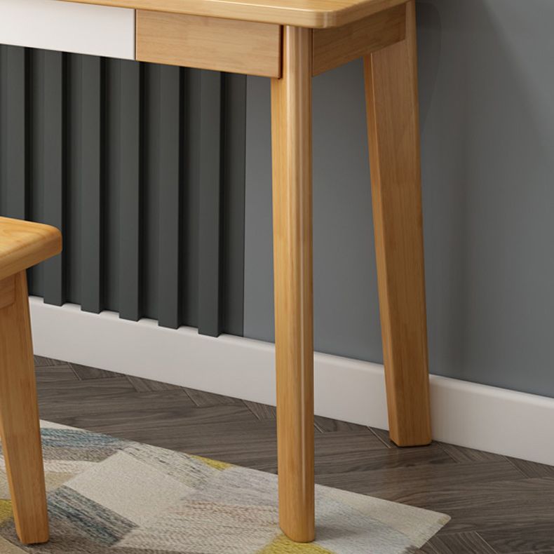 29.52" Height Solid Wood Table Makeup Vanity with Mirror and Drawers