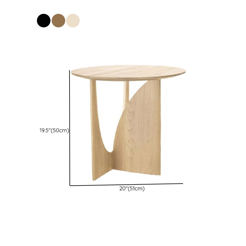 Scandinavian End Table Solid Wood Abstract Base Round Top Side Table