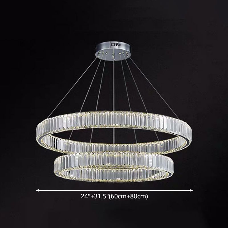 Ultra-modern Ring LED Chandelier Lamp Crystal Suspension Pendant Light for Living Room
