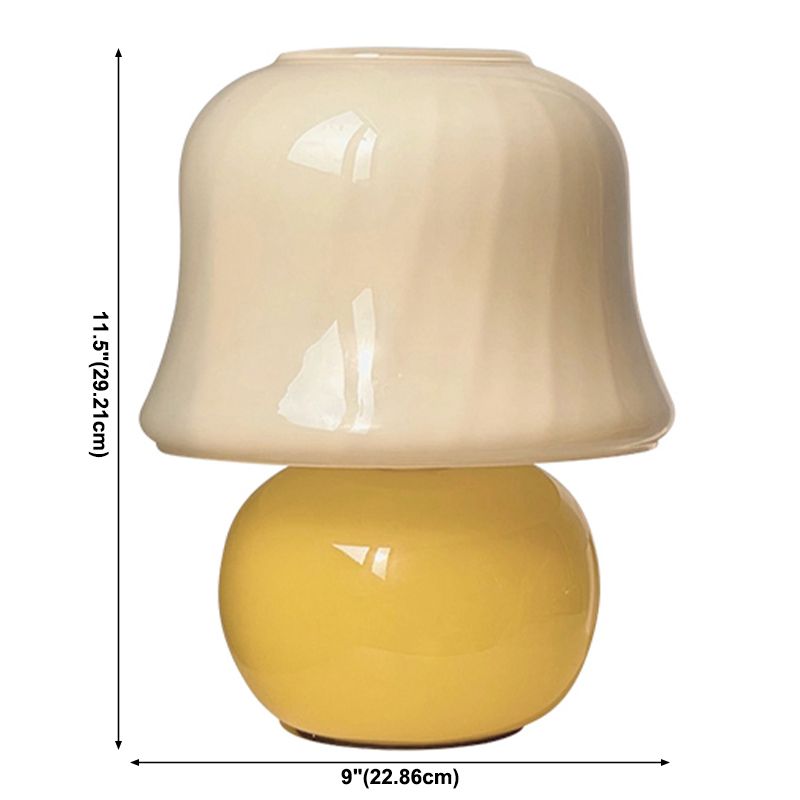 Lampada da tavolo semplice moderna 1 testa gialla in vetro da scrivania da funghi per soggiorno camera da letto