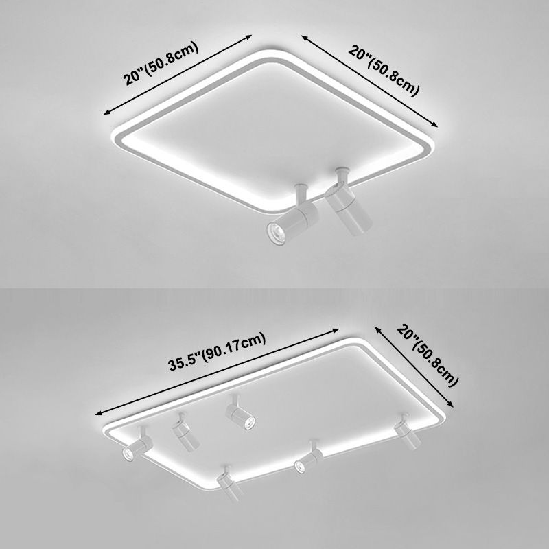 Projecteur de plafond affleurant pour salon, cadre en aluminium blanc, luminaire sur rail LED