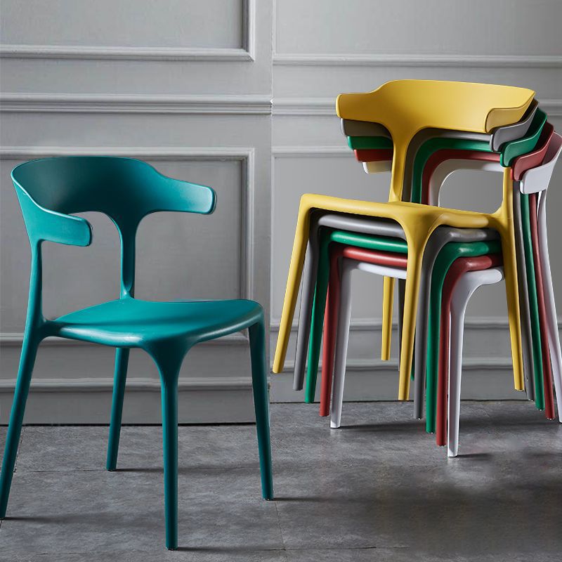 Modern Style Arm Chair Plastic Open Back Dining Accent Chair for Kitchen