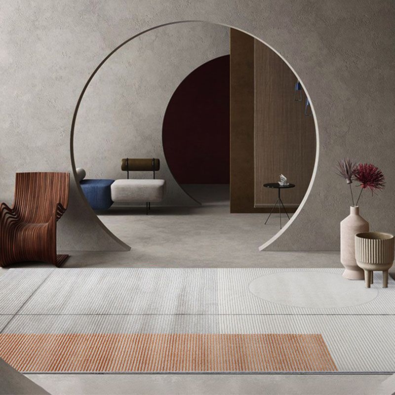 Artistic Orange Tone Carpet Modern Area Rug Polyester Stain Resistant Washable Rug for Living Room