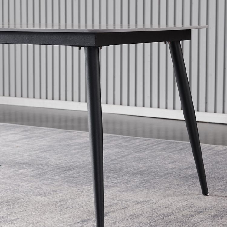 Industrial Style Home Sintered Stone Dining Table 4 Legs Carbon Steel Base Rectangle Table