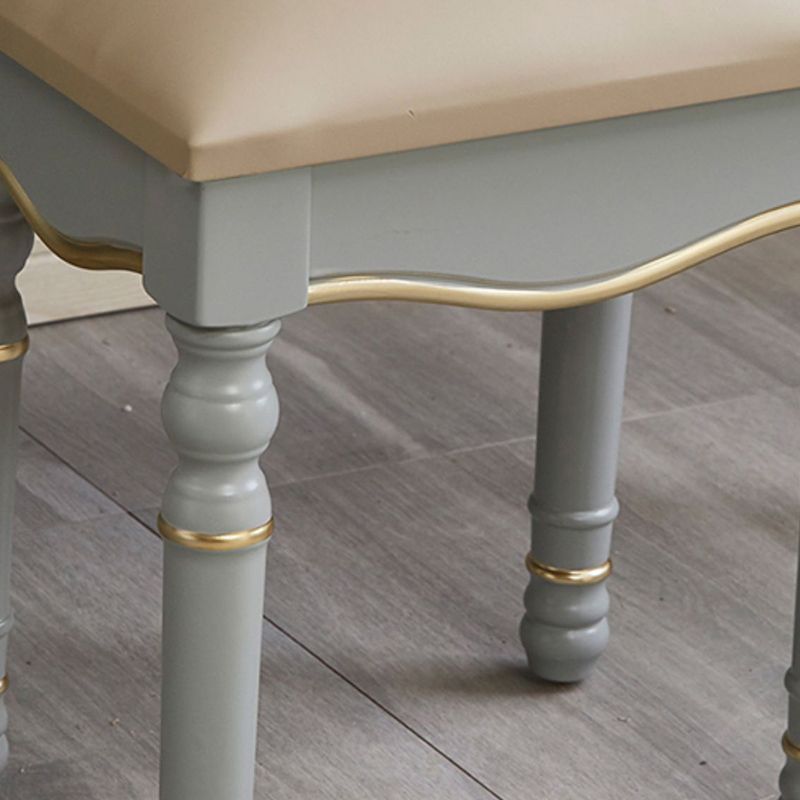 Mirror Desk Furniture 2 Drawer Blue Vanity with Padded Stool