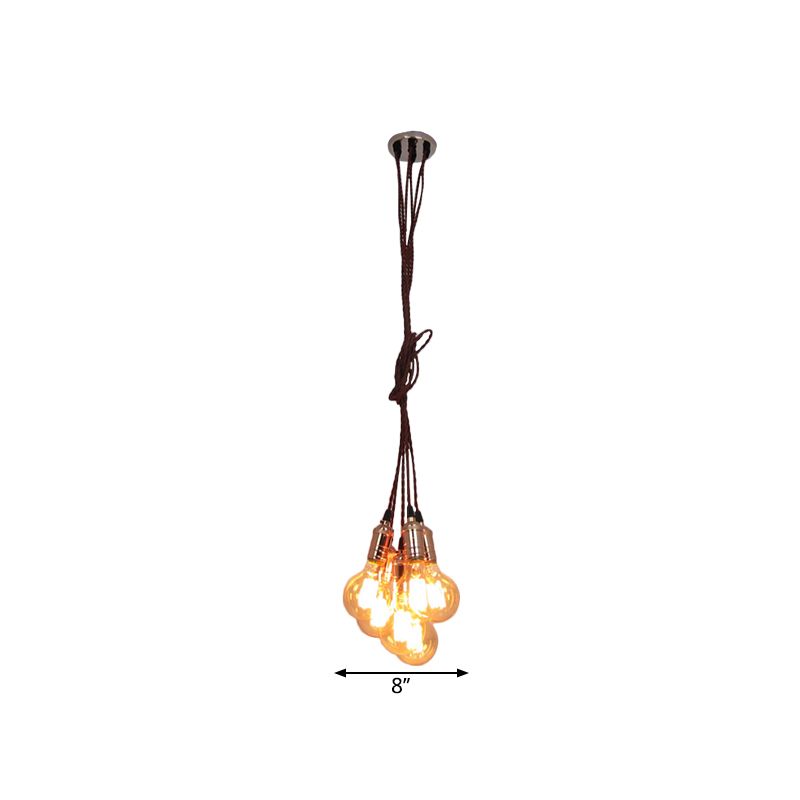 Koperen afwerking multi -light plafond hanger vintage stijl metalen open lamp hangende lamp met koord
