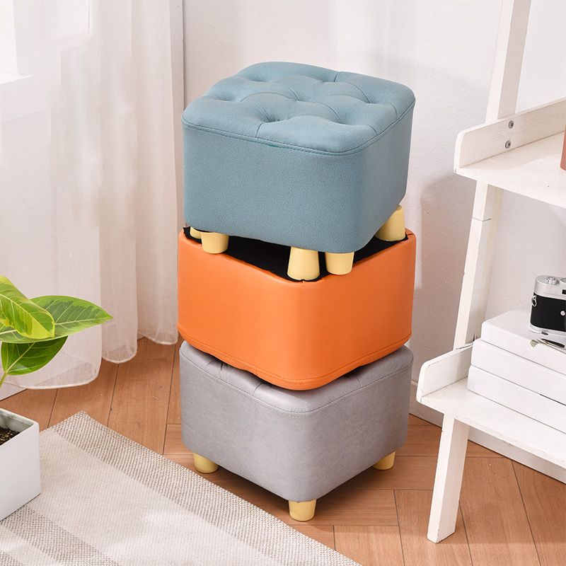 Solid Color Leather Standard Stool Modern Style Simple Household Square Stool