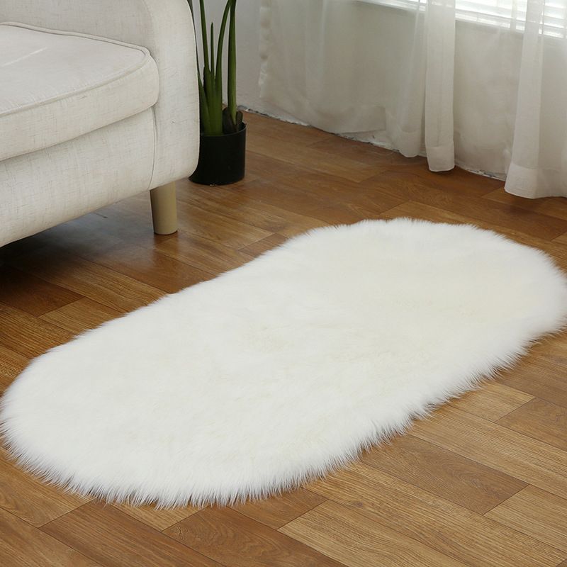 Multi Colored Plain Rug Faux Fur Minimalist Carpet Non-Slip Pet Friendly Stain Resistant Rug for Sitting Room