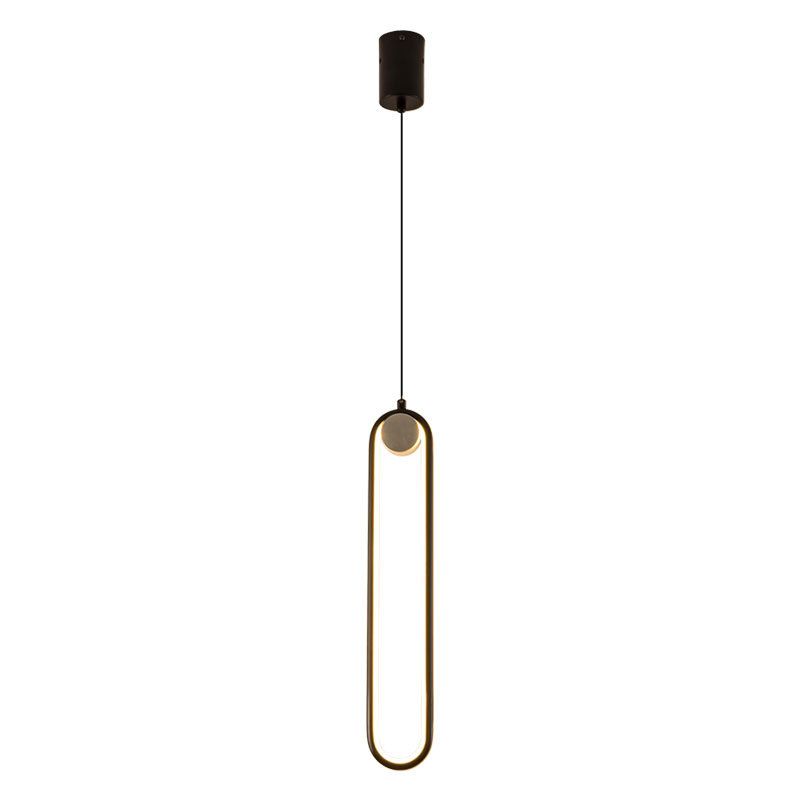 Oblong LED Hanging Lamp in Modern Minimalist Style Wrought Iron Pendant Light with Silicone Shade