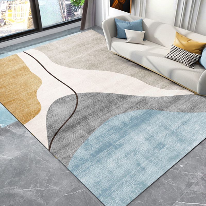 Light Brown Modern Rug Polyester Line Rug Washable Rug for Drawing Room