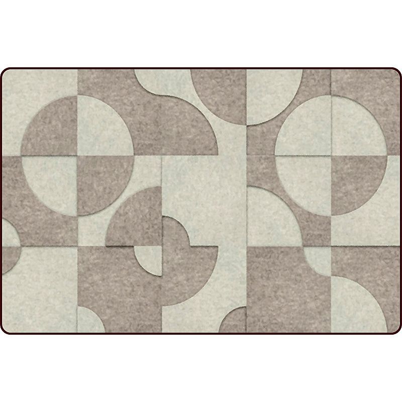 Brown Bedroom Rug Modern Color Block Circle Pattern Area Rug Polyester
Machine Washable Carpet