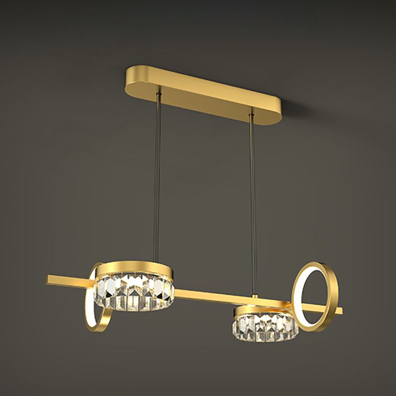 Gold Loops Island Light Postmodern LED Crystal Suspension Light for Dining Room