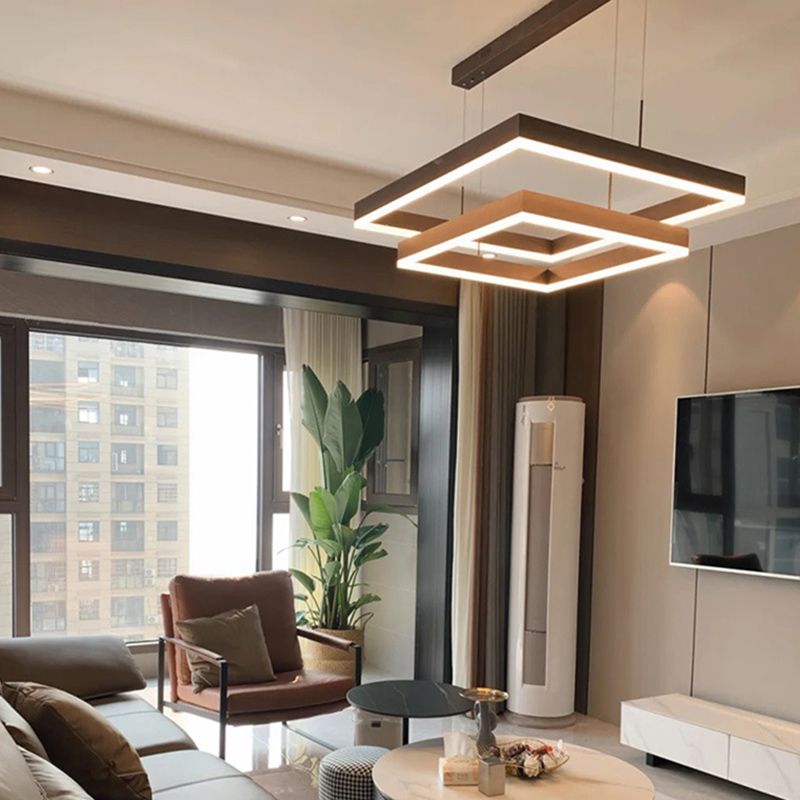 Finition noire carré lustre moderne LED Aluminium suspendu en aluminium suspendu