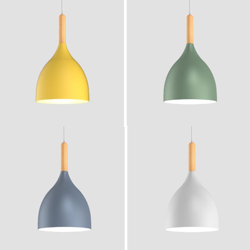 Modern Concise Macaron Pendant Light Aluminium Dome Hanging Lamp for Dining Room