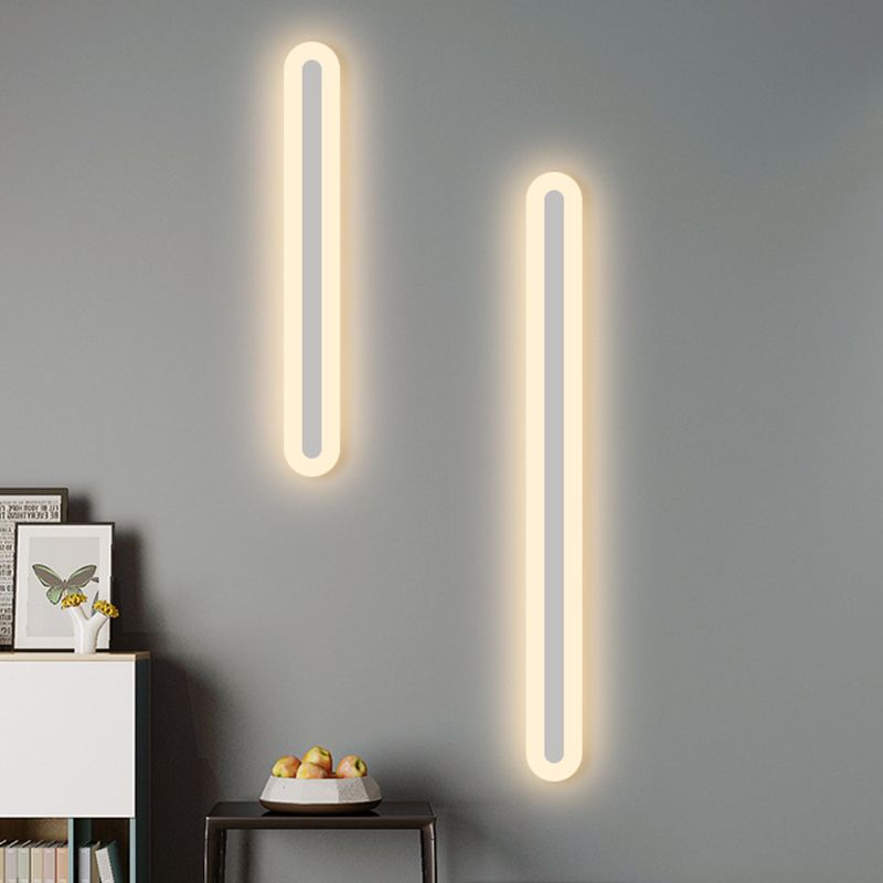 Luz de pared lineal blanca Simplicidad lámpara montada en la pared acrílica LED en luz blanca/cálida, 16 "/23.5" /31.5 "de largo