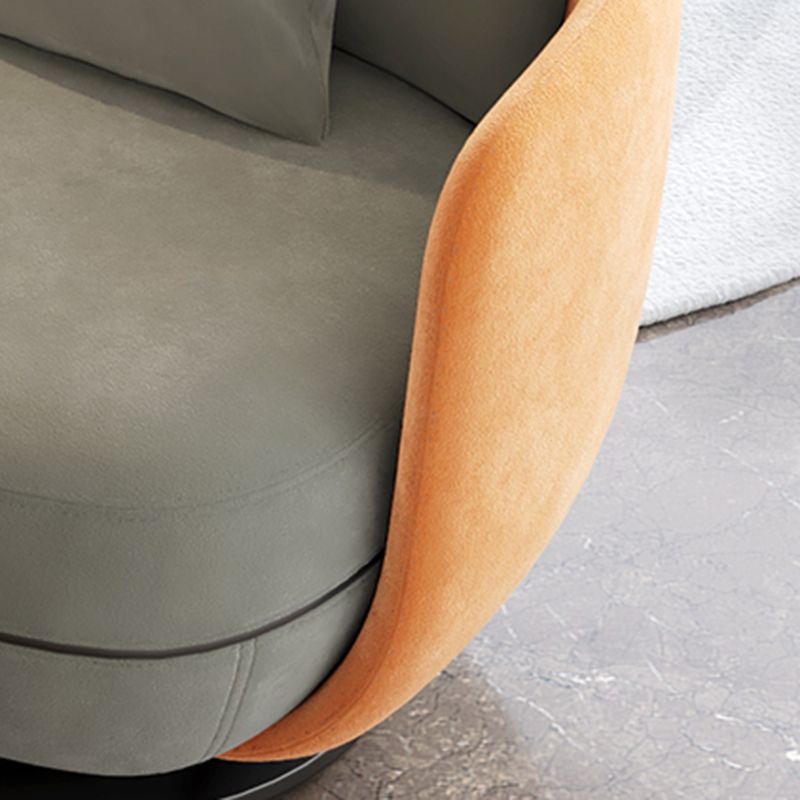 Contemporary 31.5" Wide Pillow Back Swivel Round Base Arm Chair