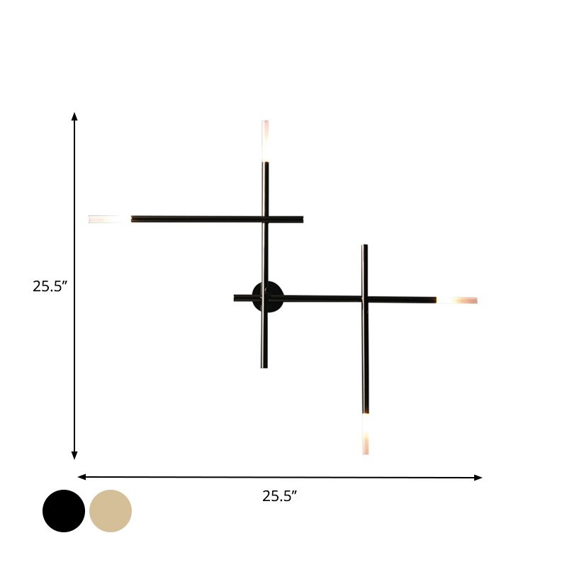 LÍNEA METALICA Crossed Luz de pared Ideas de iluminación de pared LED negros/dorados contemporáneos