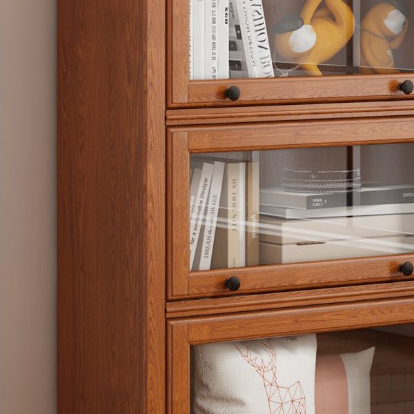 Wooden Contemporary Bookcase Standard Closed Back Bookshelf with Cabinets