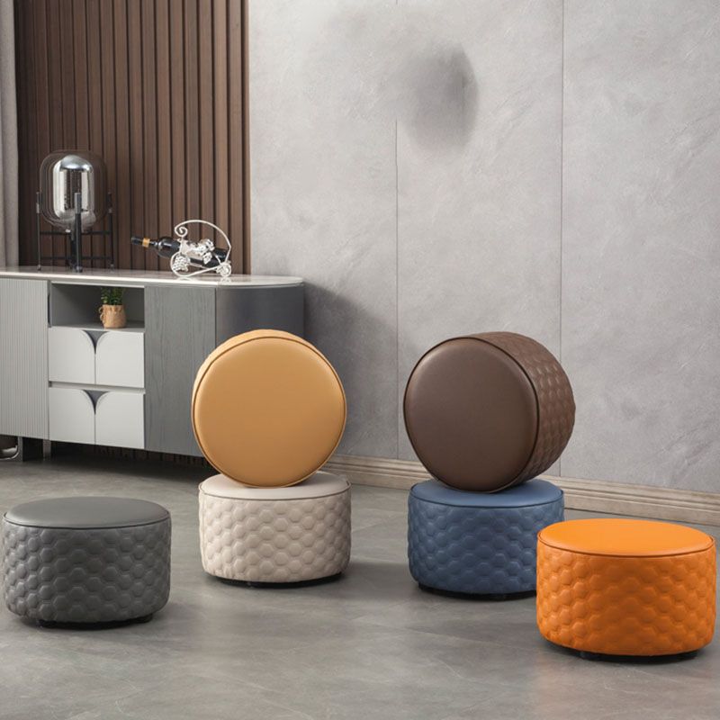 Genuine Leather Standard Stool Modern Minimalist Round Footrest