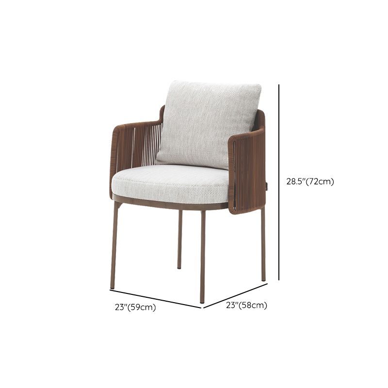 Tropical Upholstered Patio Arm Chair Light Gray Dining Armchair