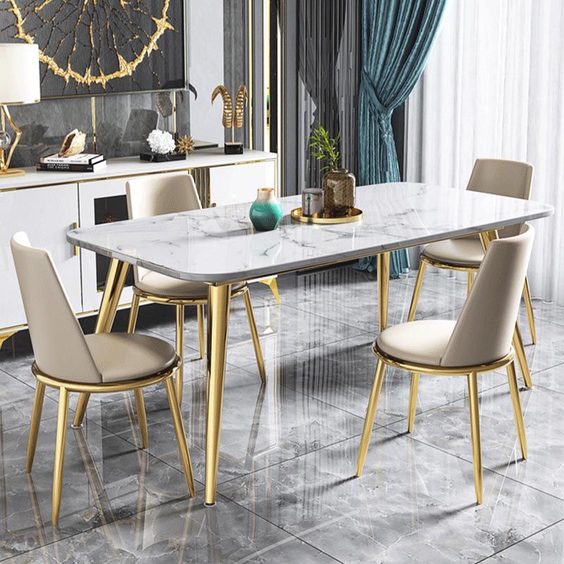Glam Dining Side Chair Upholstered Side Chair with Gold Legs for Dining Room