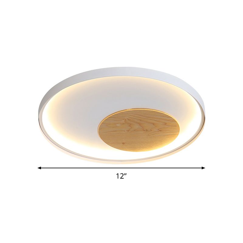 Disk Metal Ceiling Light Mounted Fixture Minimalist White/Black 12"/16"/19.5" Wide LED Flush Light, Natural Light/Remote Control Stepless Dimming