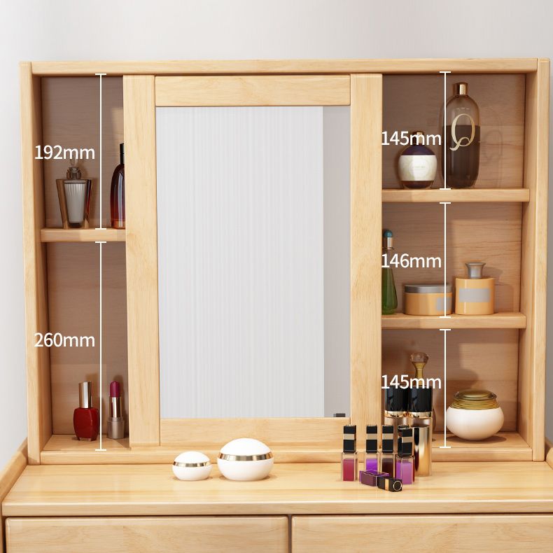 Contemporary 2-Drawer Solid Wood Table Makeup Vanity with Mirror