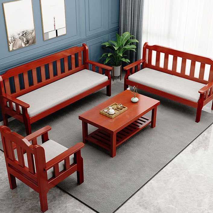 17.7" H Modern Rectangle Wood Coffee Table 4 Legs Cocktail Table with Shelf