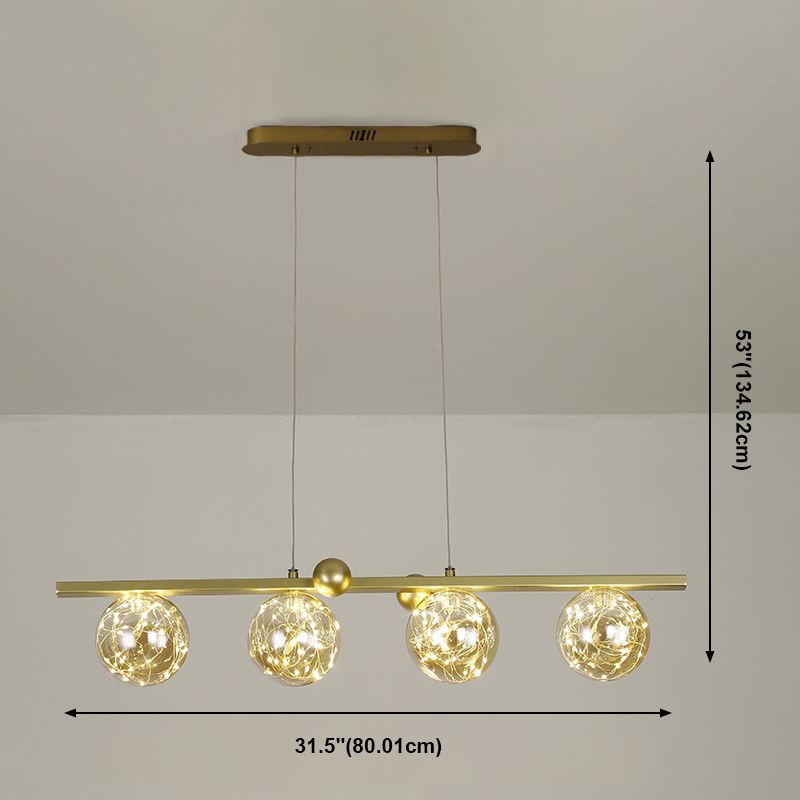 Sphere Island Lighttures Modern Glass Island Chandelier en Gold Finish