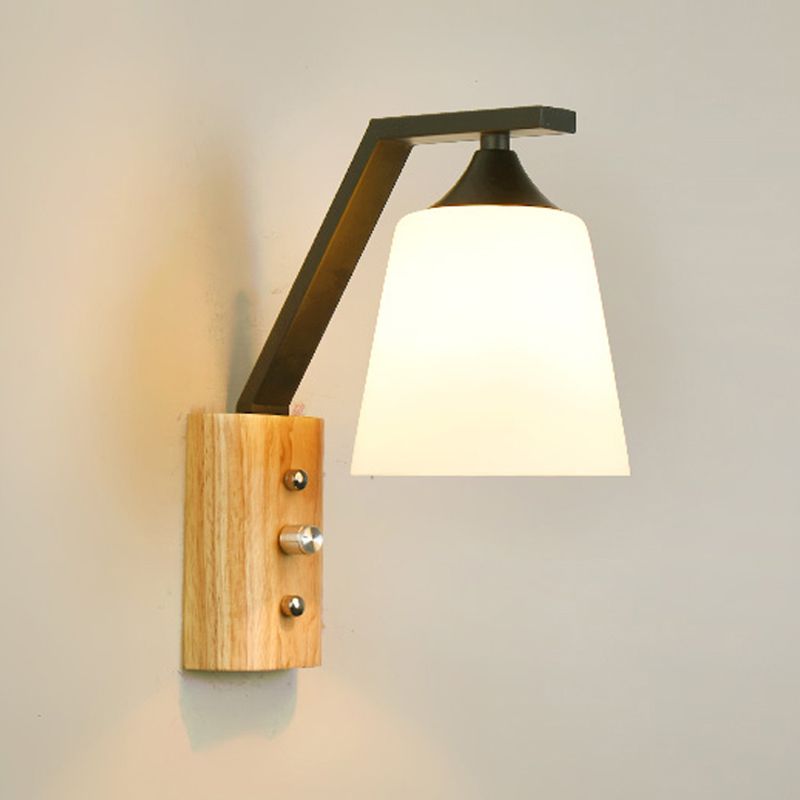 Nordic Style Wooden Wall Light Cylinder Shape Wall Lamp for Living Room
