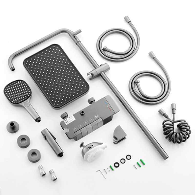 Contemporary Shower System Dual Shower Head Slide Bar Thermostatic Wall Mounted Shower Set